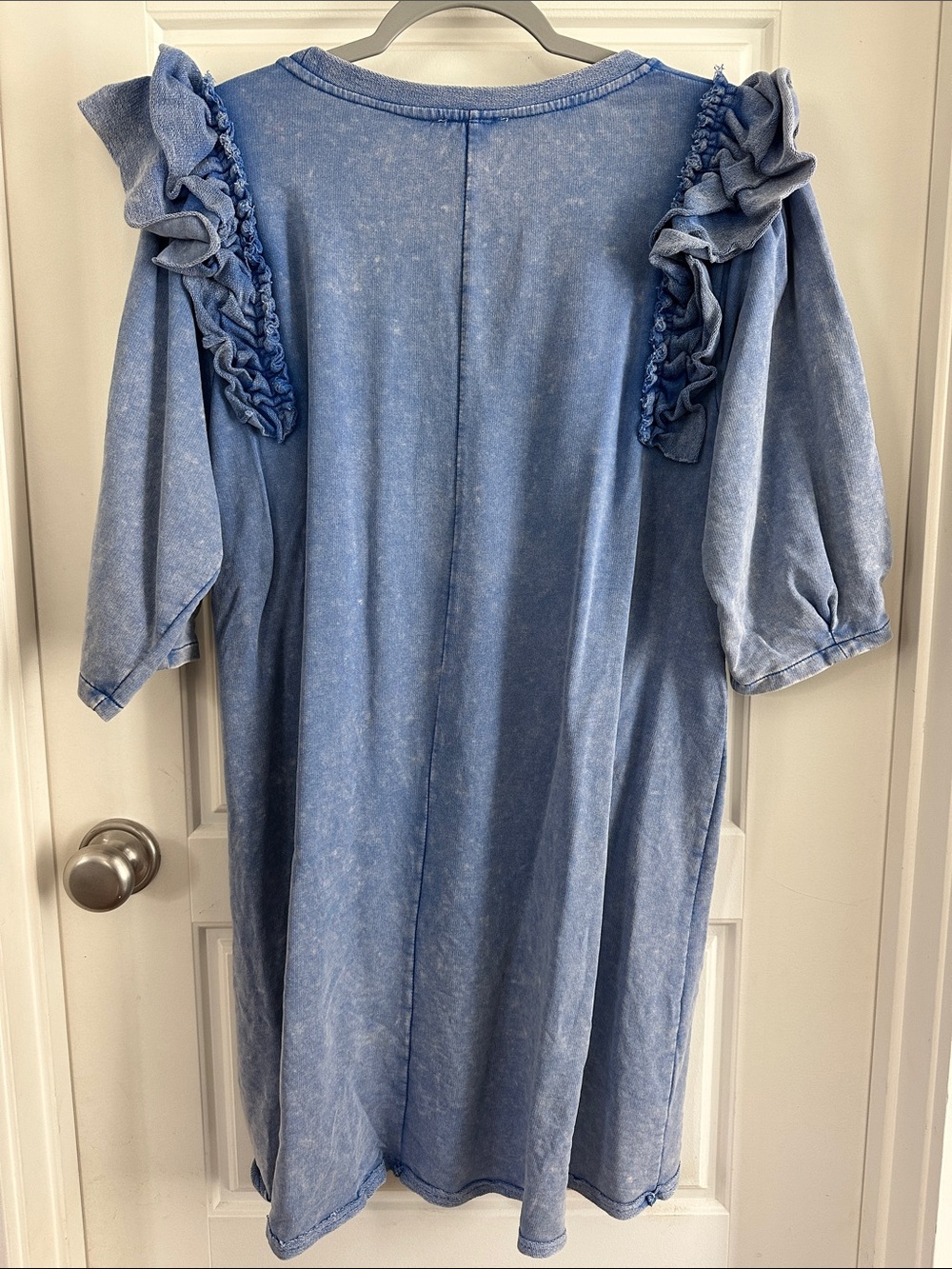 Umgee Light Blue Ruffle-Shoulder High-Low Dress - Picture 2 of 4